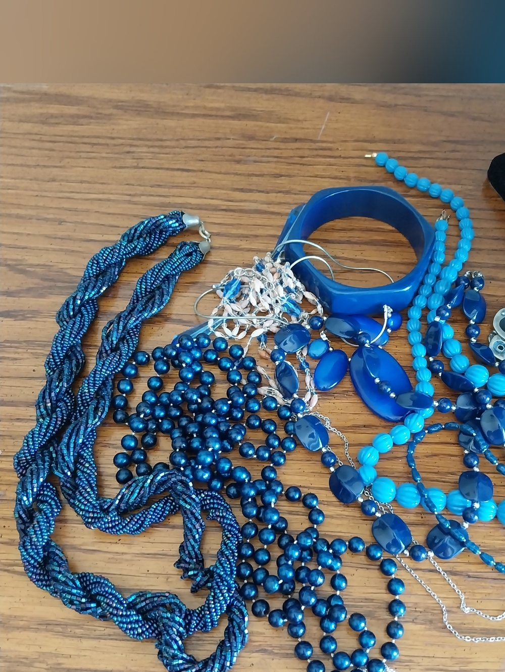 Blue Statement Jewelry Collection in Wooden Organizer - Picture 6 of 10